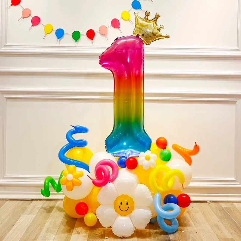 number party balloon column