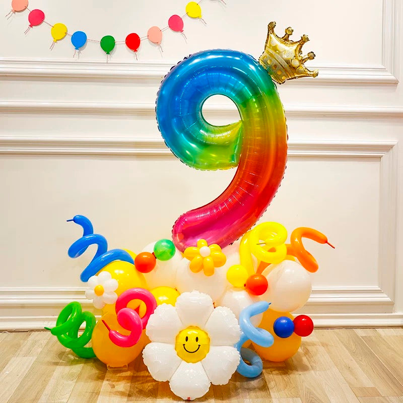 number party balloon column