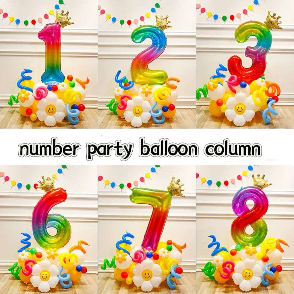 number party balloon column