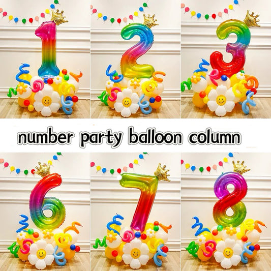 number party balloon column