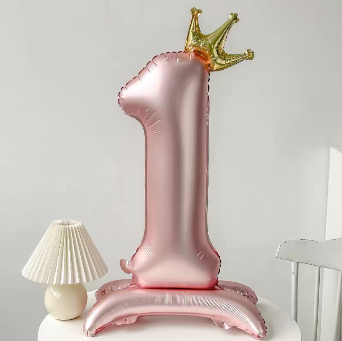 Pearl Pink Crown Number Balloon