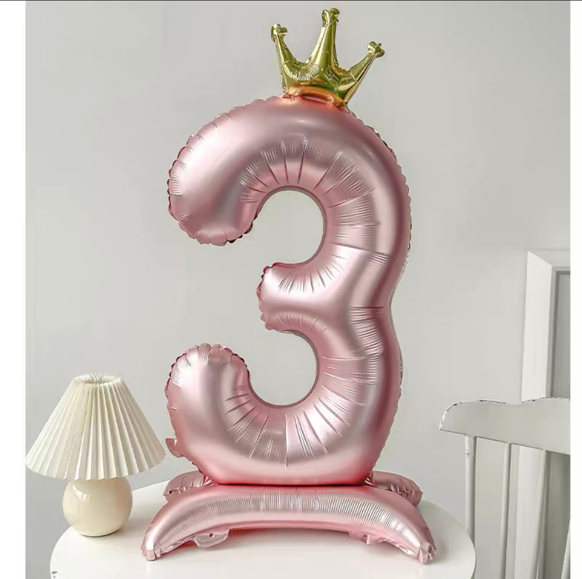 Pearl Pink Crown Number Balloon