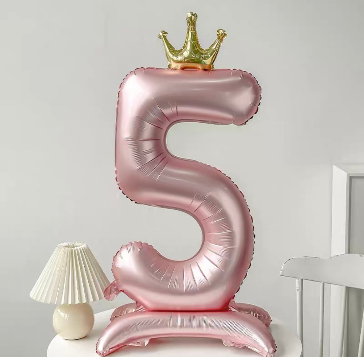 Pearl Pink Crown Number Balloon