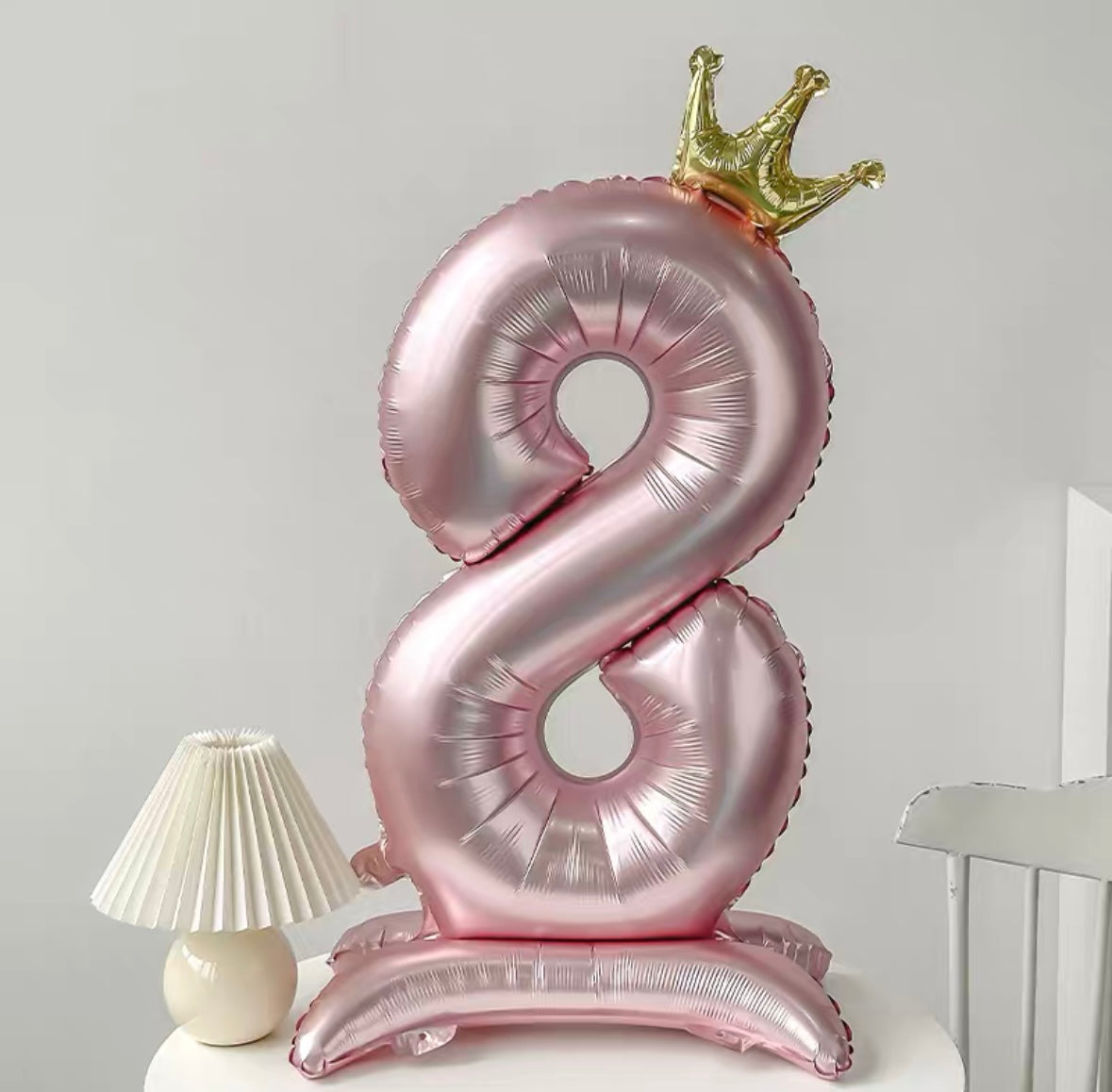 Pearl Pink Crown Number Balloon