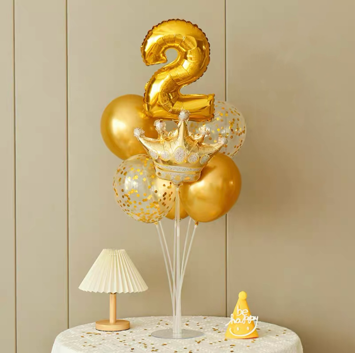 Gold Crown Number Balloon Set