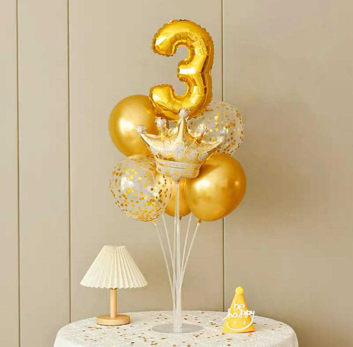 Gold Crown Number Balloon Set