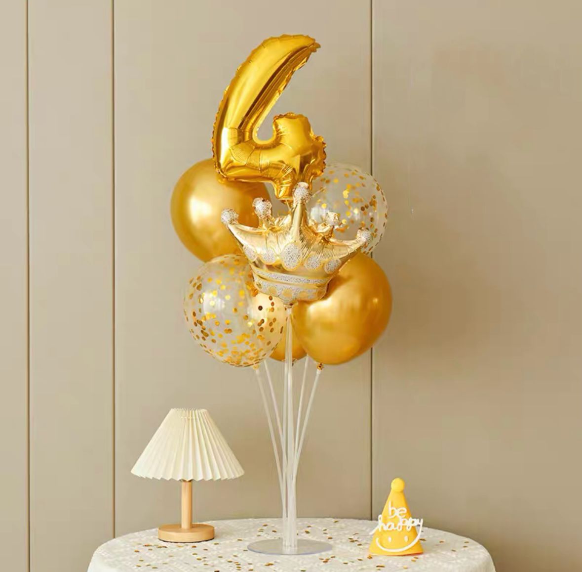 Gold Crown Number Balloon Set