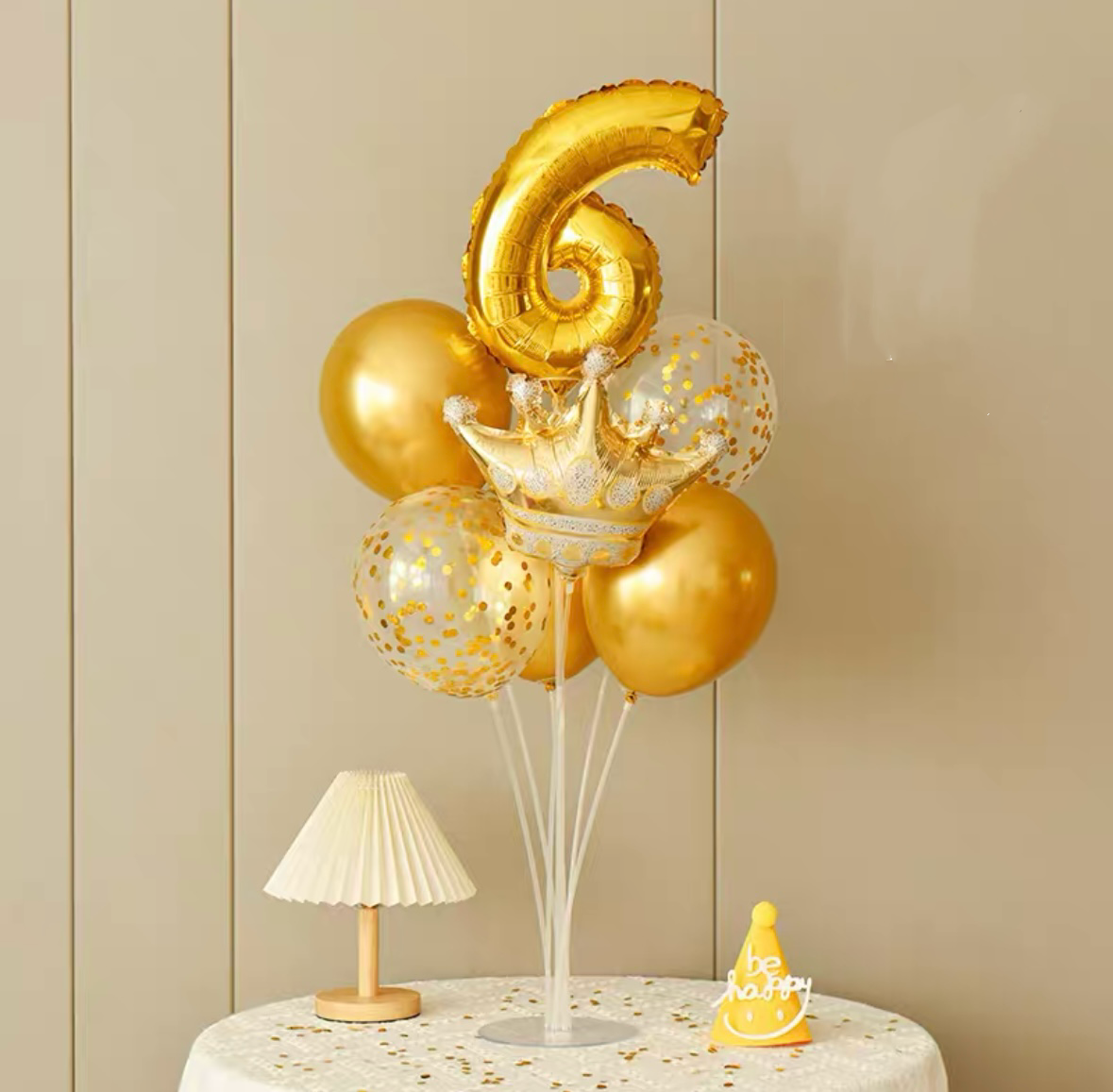 Gold Crown Number Balloon Set