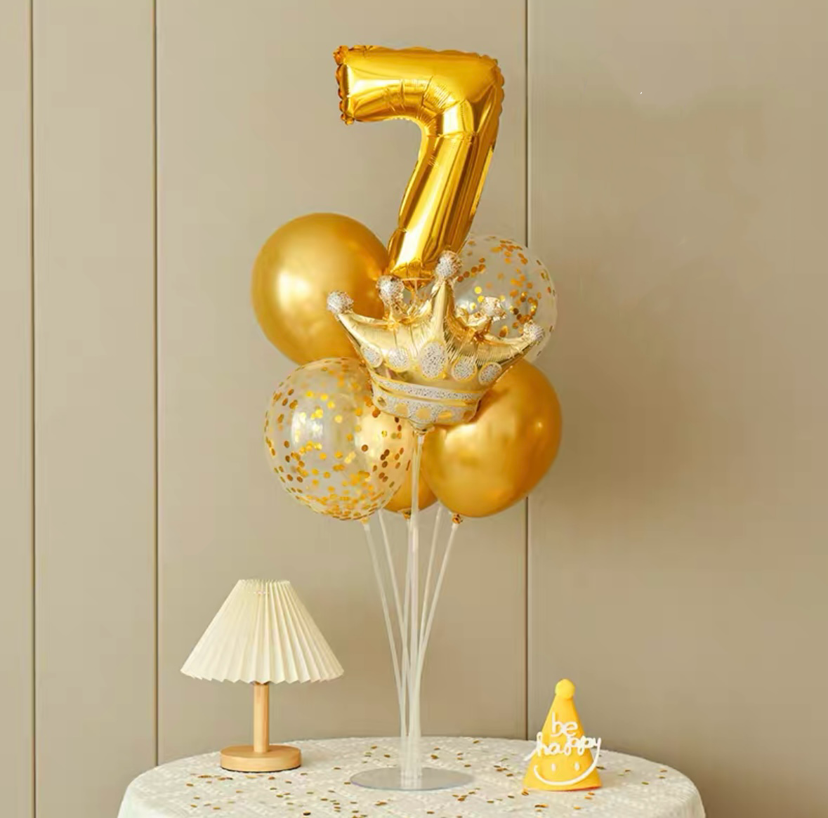 Gold Crown Number Balloon Set