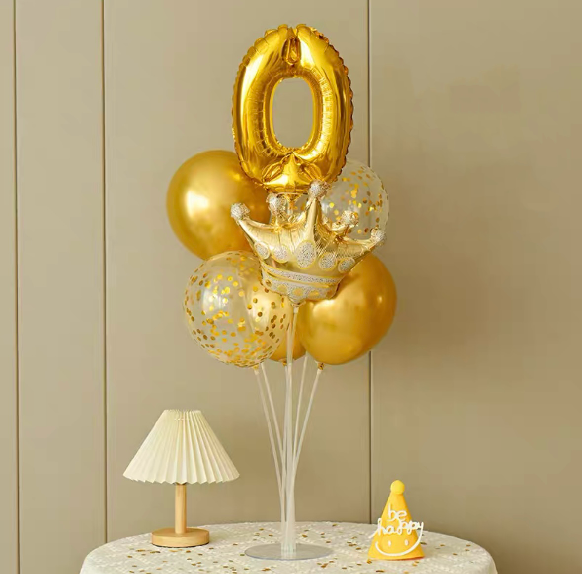 Gold Crown Number Balloon Set