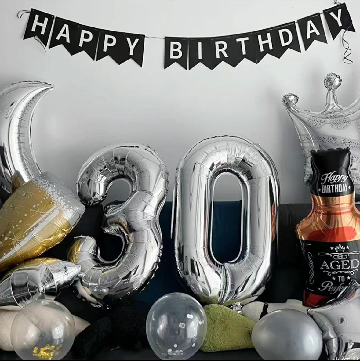 40-Inch Silver Number Balloon