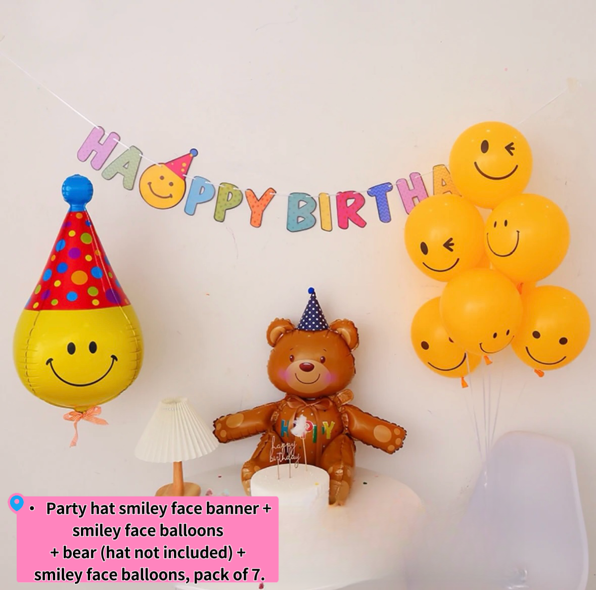 Rainbow Smiley Birthday Party Balloon Set