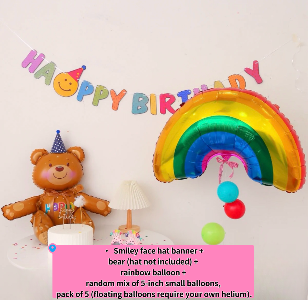 Rainbow Smiley Birthday Party Balloon Set