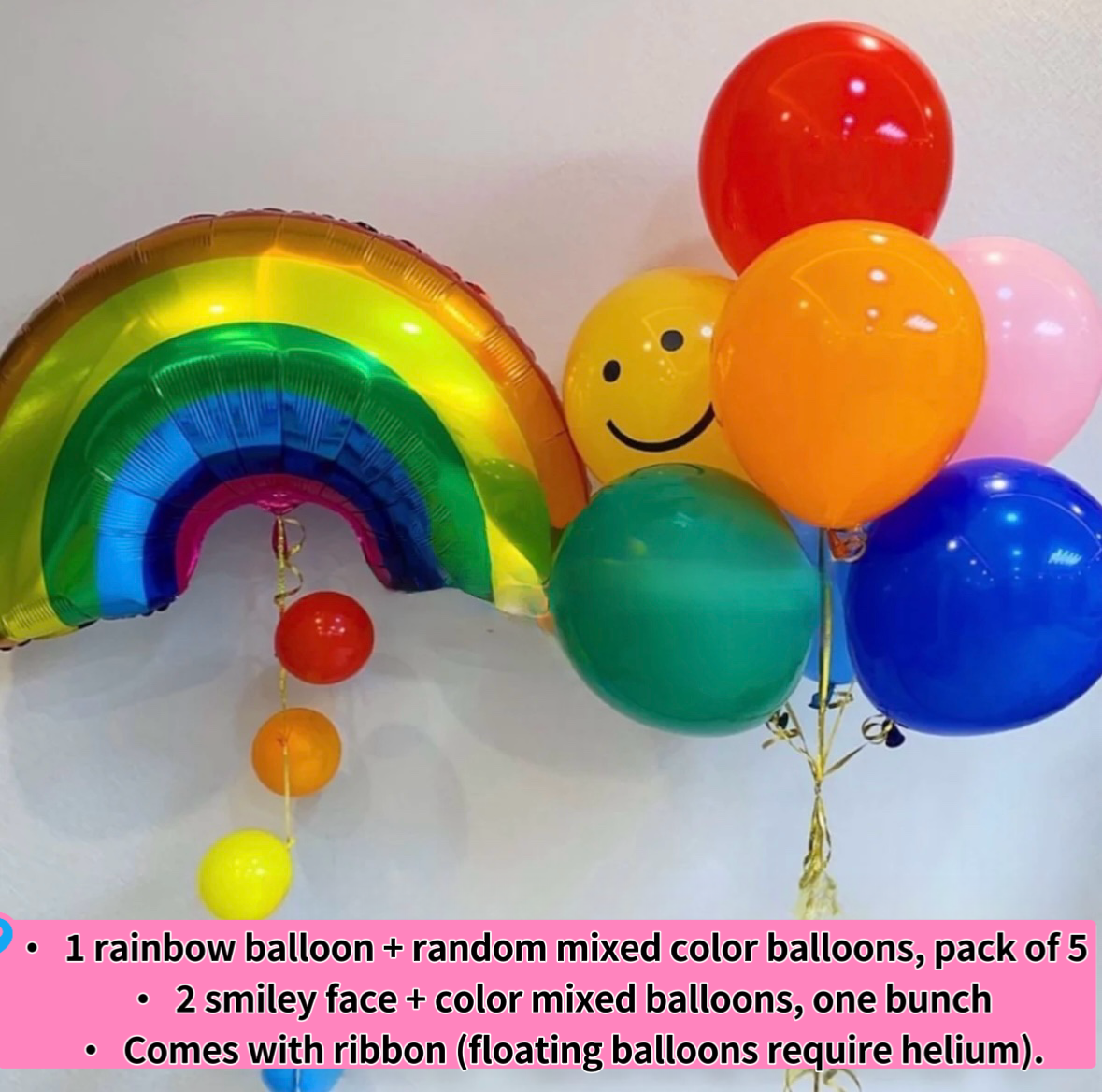 Rainbow Smiley Birthday Party Balloon Set