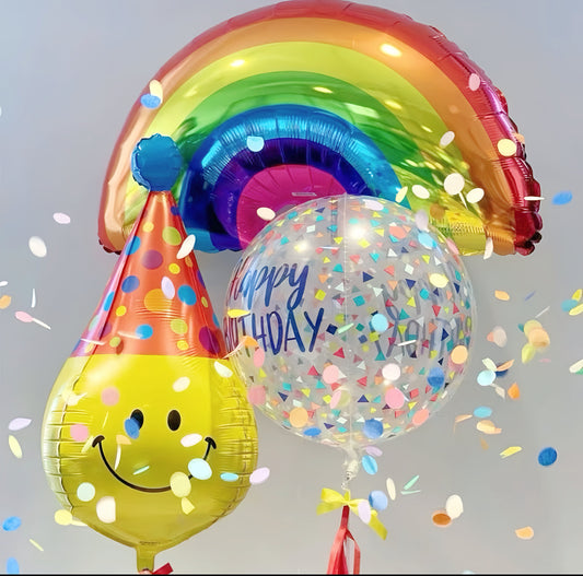 Rainbow Smiley Birthday Party Balloon Set