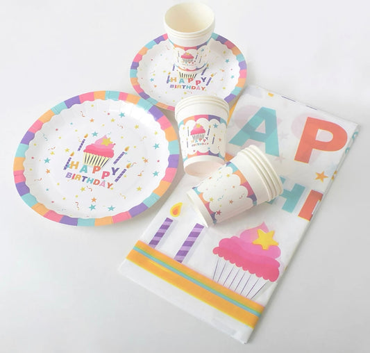 Party Tableware Set – Various Themes (Includes Tablecloth)